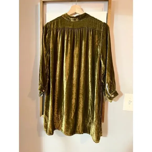 green emerald velvet dress Free People Portia Velvet Mini Dress In Dark Green
